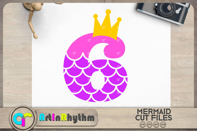 Mermaid number 6 / 6th birthday SVG SVG Artinrhythm shop 