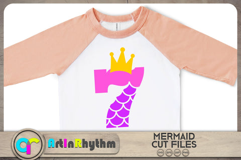 Mermaid number 7 / 7th birthday SVG SVG Artinrhythm shop 