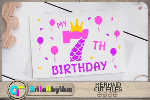 Mermaid number 7 / 7th birthday SVG SVG Artinrhythm shop 