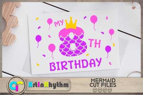 Mermaid number 8 / 8th birthday SVG SVG Artinrhythm shop 