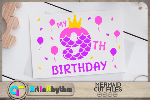 Mermaid number 9 / 9th birthday SVG SVG Artinrhythm shop 