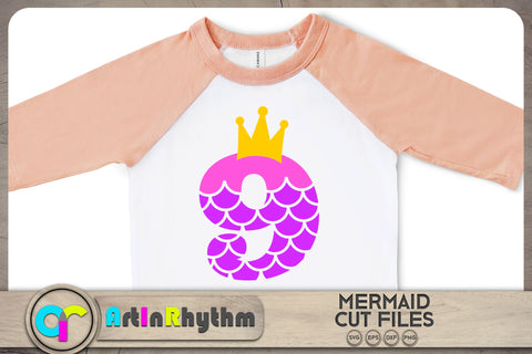 Mermaid number 9 / 9th birthday SVG SVG Artinrhythm shop 