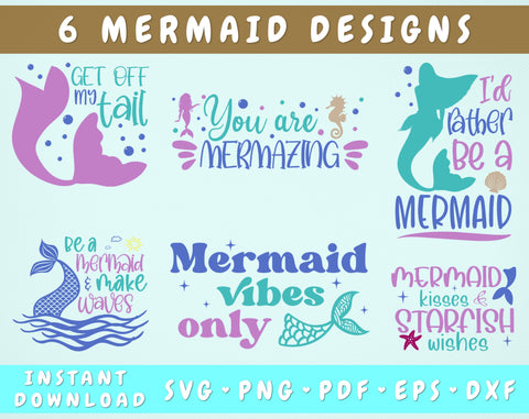 Mermaid Quotes SVG Bundle, 6 Designs, Mermaid Sayings SVG, Mermaid Shirt SVG, You Are Mermazing SVG, Mermaid Vibes Only SVG SVG HappyDesignStudio 