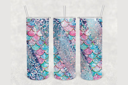 Mermaid Rainbow Glitter Brush Tumbler sublimation design 20 oz skinny tumbler wrap Sublimation BambinaCreations 