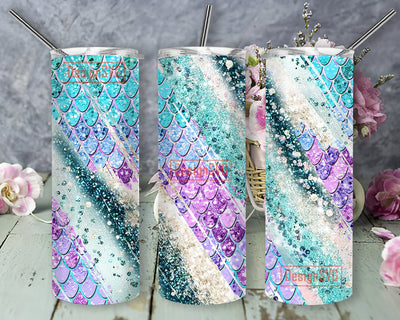 Mermaid rainbow tumbler Png, Mermaid 20oz Skinny Tumbler, Mermaid Tumbler Wrap, Mermaid Tumbler Template, Digital Download Sublimation DesignSVG 
