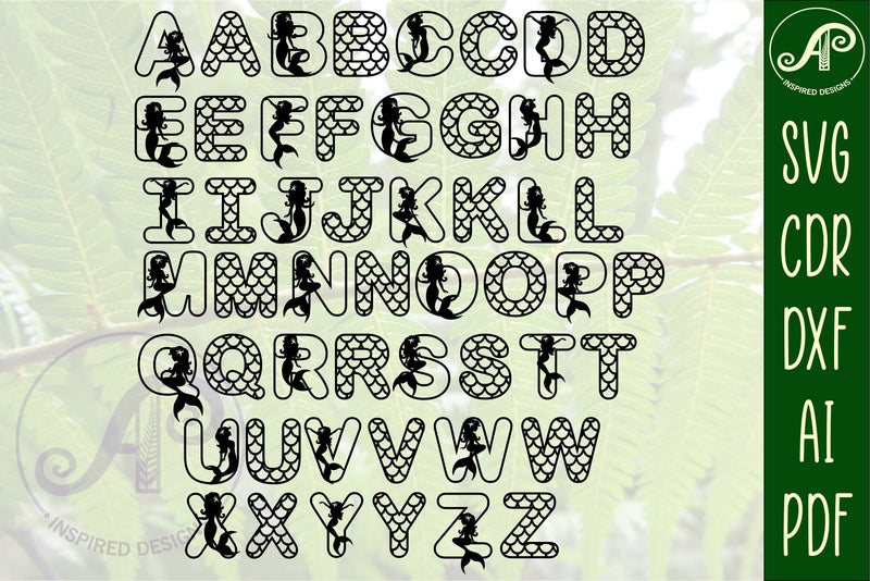 Mermaid scale alphabet set. 2 layer letters. 52 letters - So Fontsy