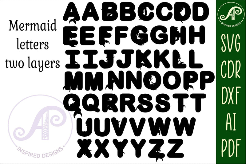 Mermaid scale alphabet set. 2 layer letters. 52 letters - So Fontsy