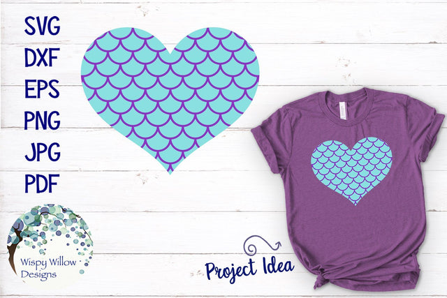 Mermaid Scale Heart SVG SVG Wispy Willow Designs 