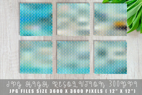 Mermaid scale pattern digital paper with gradient blue sea color background Digital Pattern artnoy 