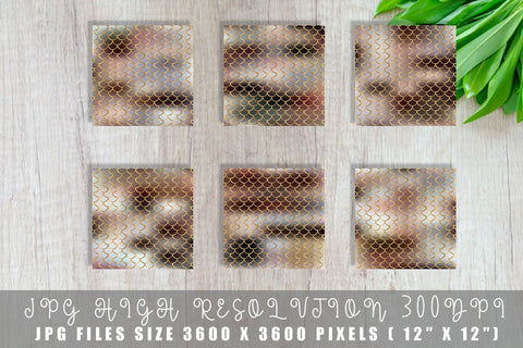 Mermaid scale pattern digital paper with gradient brown color background Digital Pattern artnoy 