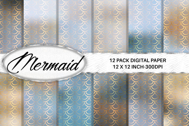 Mermaid scale pattern digital paper with gradient gray color background Digital Pattern artnoy 
