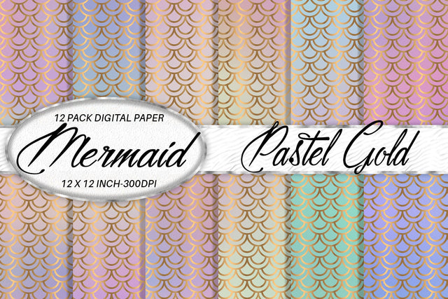 Mermaid scale pattern digital paper with gradient unicorn color background Digital Pattern artnoy 