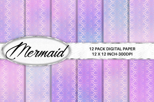 Mermaid scale pattern digital paper with gradient unicorn pink color background Digital Pattern artnoy 