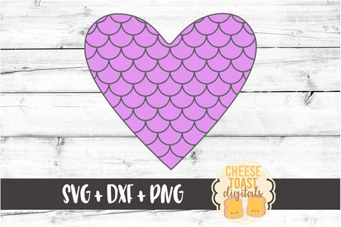 Mermaid Scales Heart - Valentine's Day SVG PNG DXF Cut Files SVG Cheese Toast Digitals 