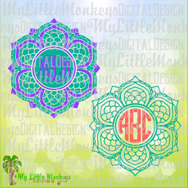 Mermaid Scales Mandala Monogram Base SVG MLM Design Studio