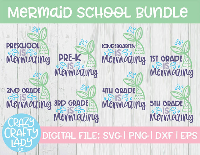Mermaid School SVG Cut File Bundle SVG Crazy Crafty Lady Co.