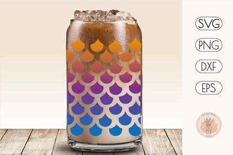 Mermaid Seamless Pattern Libbey Can Glass Wrap Design 16 Oz SVG OrangeBrushStudio 