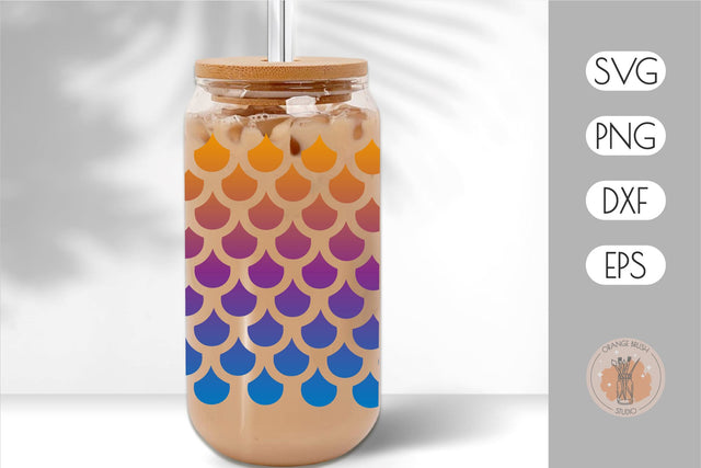 Mermaid Seamless Pattern Libbey Can Glass Wrap Design 16 Oz SVG OrangeBrushStudio 