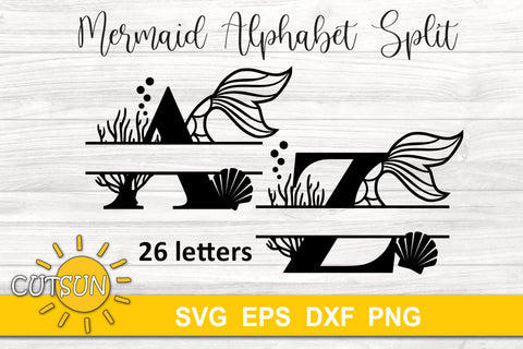 Mermaid Split Alphabet SVG 26 letters | Mermaid Split Monogram SVG SVG CutsunSVG 