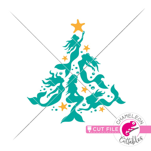 Mermaid Starfish Christmas tree beach svg png dxf SVG Chameleon Cuttables 