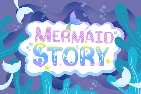 Mermaid Story & Mermaid Scales Font Duo + Bonus Extras SVG Feya's Fonts and Crafts 