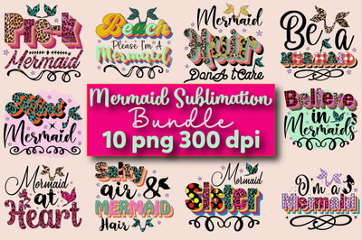 Mermaid Sublimation Bundle Sublimation SVGArt 