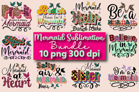 Mermaid Sublimation Bundle Sublimation SVGArt 