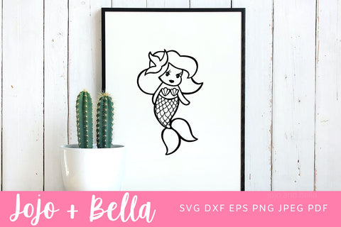 Mermaid SVG, Baby Mermaid SVG, Cute Mermaid SVG, Mermaid Outline SVG, Mermaid Cut File, Svg Files for Cricut and Silhouette SVG Jojo&Bella 