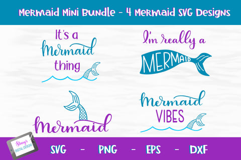 Mermaid SVG Bundle - 4 Mermaid SVG designs SVG Stacy's Digital Designs 