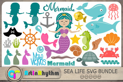 Mermaid Svg Bundle, Mermaid Tail Svg, Mermaid Svg, Sea Creatures Svg SVG Artinrhythm shop 
