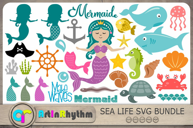 Mermaid Svg Bundle, Mermaid Tail Svg, Mermaid Svg, Sea Creatures Svg SVG Artinrhythm shop 