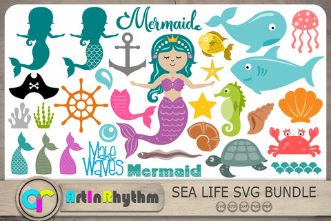 Mermaid Svg Bundle, Mermaid Tail Svg, Mermaid Svg, Sea Creatures Svg SVG Artinrhythm shop 
