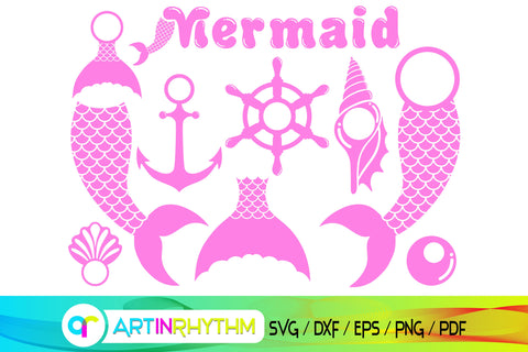 mermaid svg bundle, princess svg, monogram SVG Artinrhythm shop 