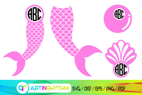 mermaid svg bundle, princess svg, monogram SVG Artinrhythm shop 