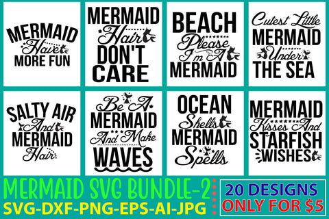 Mermaid Svg Bundle Vol. 2 SVG Syaman 