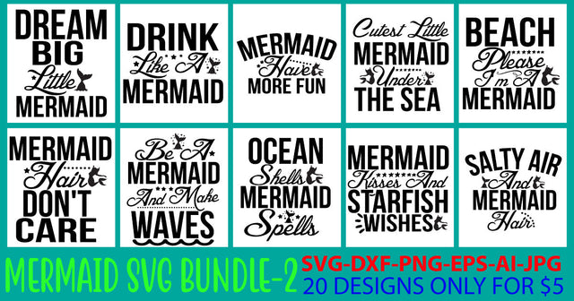 Mermaid Svg Bundle Vol. 2 SVG Syaman 