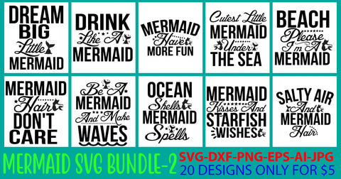 Mermaid Svg Bundle Vol. 2 SVG Syaman 