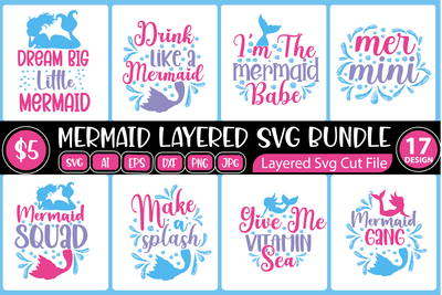 Mermaid Svg bundle,Png For T-shirt Cut File Silhouette SVG BB Type Studios 