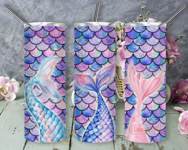 Mermaid Tail 20oz Skinny Tumbler, Pastel Purple Tumbler Png, Mermaid Scales Tumbler Wrap, Mermaid Sublimation Design, Instant Download Sublimation DesignSVG 