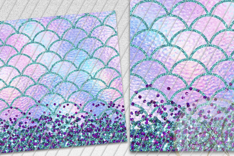 Mermaid Tail 20oz Skinny Tumbler Sublimation /Aqua, Purple Glitter Sublimation Marlene Campos 