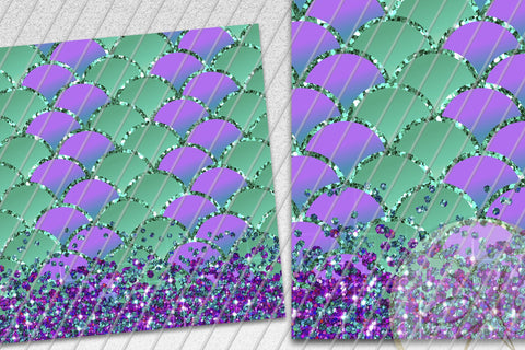 Mermaid Tail 20oz Skinny Tumbler Sublimation /Aqua, Purple, Glitter Sublimation Marlene Campos 