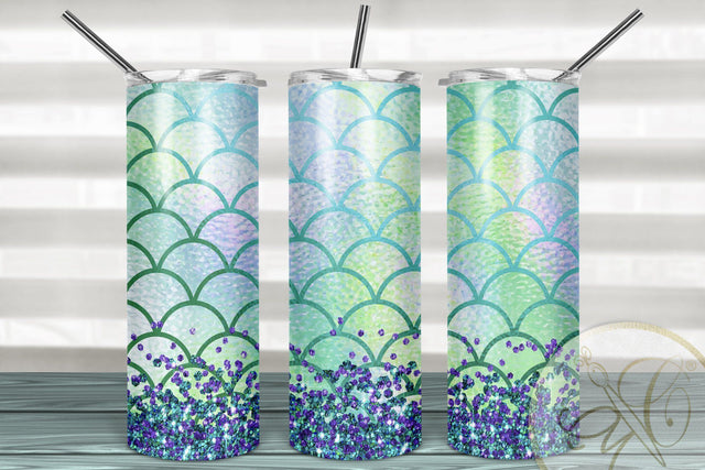 Mermaid Tail 20oz Skinny Tumbler Sublimation /Aqua Sublimation Marlene Campos 