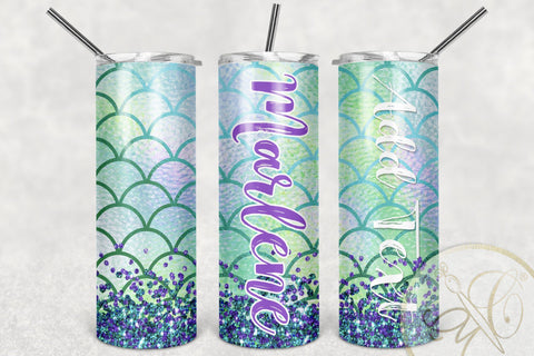 Mermaid Tail 20oz Skinny Tumbler Sublimation /Aqua Sublimation Marlene Campos 