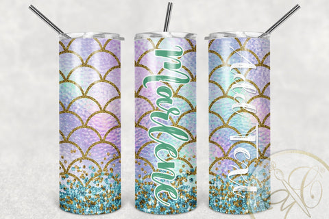 Mermaid Tail 20oz Skinny Tumbler Sublimation /iridescent, Aqua, Purple Sublimation Marlene Campos 