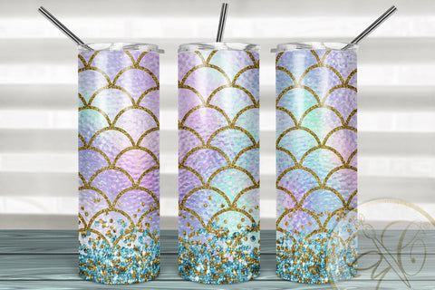 Mermaid Tail 20oz Skinny Tumbler Sublimation /iridescent, Aqua, Purple Sublimation Marlene Campos 