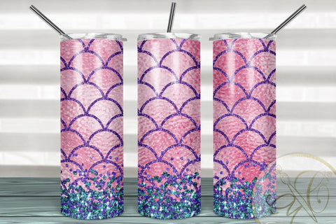 Mermaid Tail 20oz Skinny Tumbler Sublimation /Pink, Aqua Sublimation Marlene Campos 