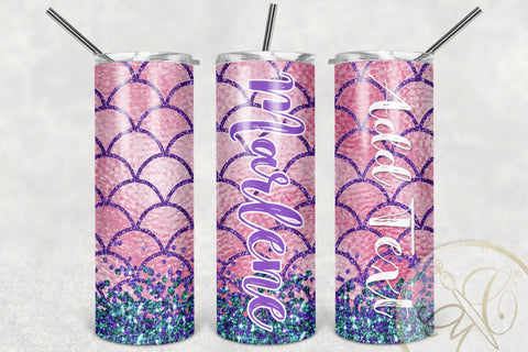 Mermaid Tail 20oz Skinny Tumbler Sublimation /Pink, Aqua Sublimation Marlene Campos 