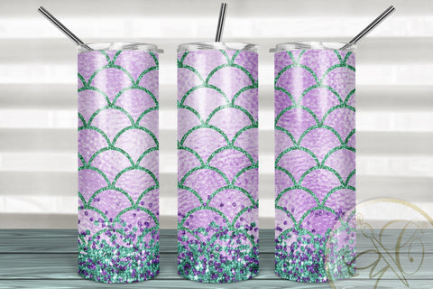 Mermaid Tail 20oz Skinny Tumbler Sublimation /Purple, Aqua Sublimation Marlene Campos 