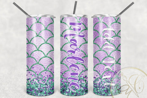 Mermaid Tail 20oz Skinny Tumbler Sublimation /Purple, Aqua Sublimation Marlene Campos 