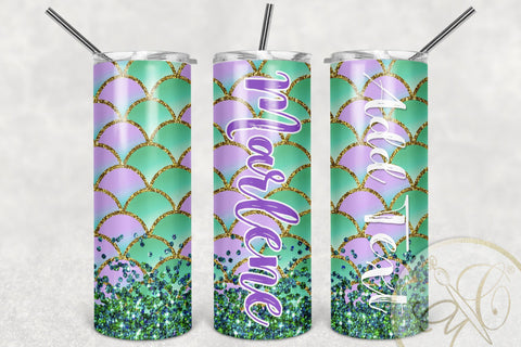 Mermaid Tail 20oz Skinny Tumbler Sublimation / Turquoise and Purple Sublimation Marlene Campos 